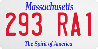 MA license plate 293RA1