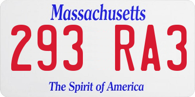 MA license plate 293RA3