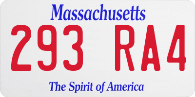 MA license plate 293RA4