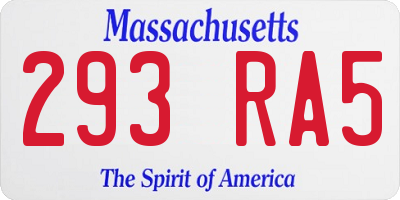 MA license plate 293RA5