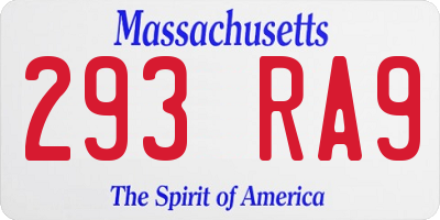 MA license plate 293RA9