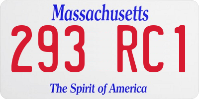 MA license plate 293RC1