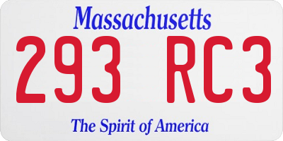 MA license plate 293RC3