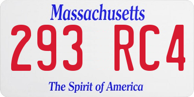 MA license plate 293RC4