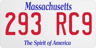 MA license plate 293RC9