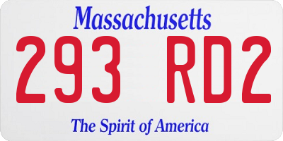 MA license plate 293RD2