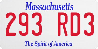 MA license plate 293RD3