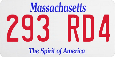 MA license plate 293RD4