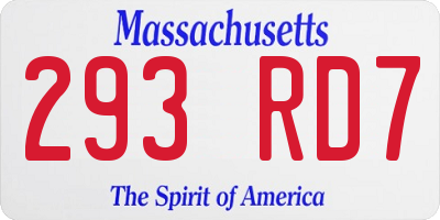 MA license plate 293RD7