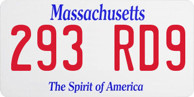 MA license plate 293RD9