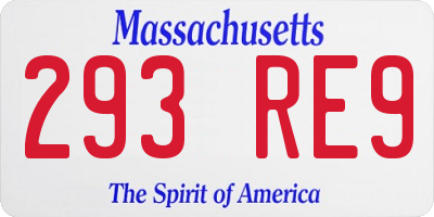 MA license plate 293RE9