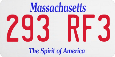 MA license plate 293RF3
