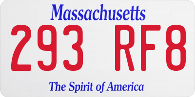 MA license plate 293RF8