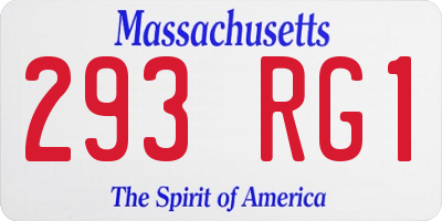 MA license plate 293RG1