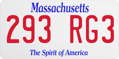 MA license plate 293RG3