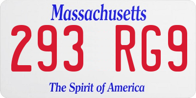 MA license plate 293RG9