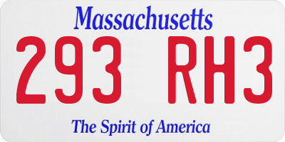MA license plate 293RH3