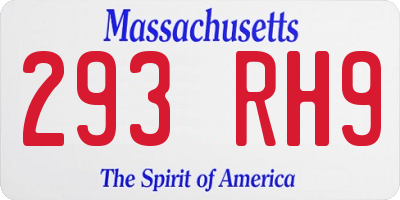 MA license plate 293RH9