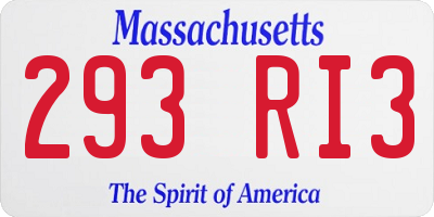 MA license plate 293RI3