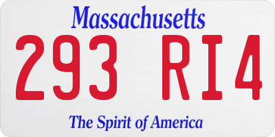 MA license plate 293RI4