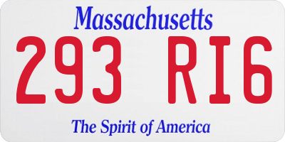 MA license plate 293RI6