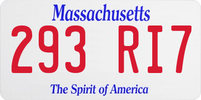 MA license plate 293RI7