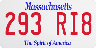 MA license plate 293RI8