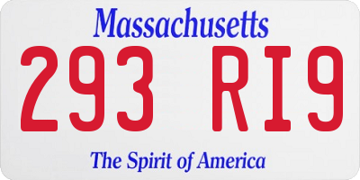 MA license plate 293RI9