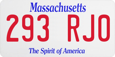 MA license plate 293RJ0