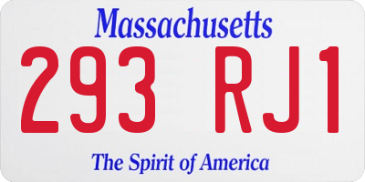 MA license plate 293RJ1