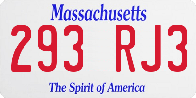 MA license plate 293RJ3