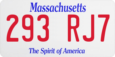 MA license plate 293RJ7