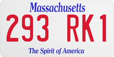 MA license plate 293RK1