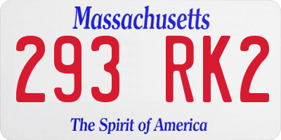MA license plate 293RK2