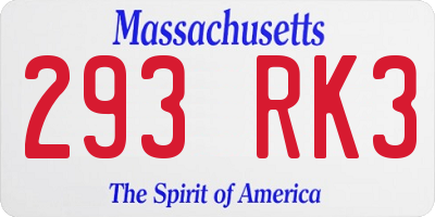 MA license plate 293RK3