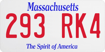 MA license plate 293RK4