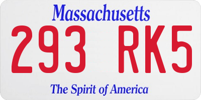 MA license plate 293RK5