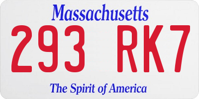 MA license plate 293RK7