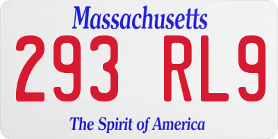MA license plate 293RL9