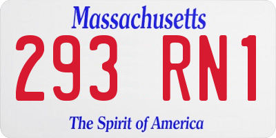 MA license plate 293RN1