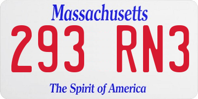 MA license plate 293RN3