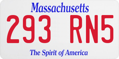 MA license plate 293RN5