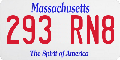 MA license plate 293RN8