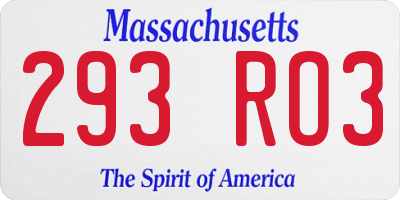 MA license plate 293RO3