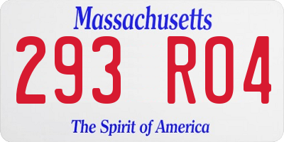 MA license plate 293RO4