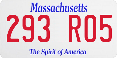 MA license plate 293RO5
