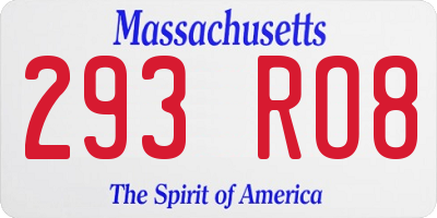 MA license plate 293RO8