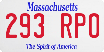 MA license plate 293RP0