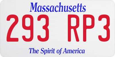 MA license plate 293RP3