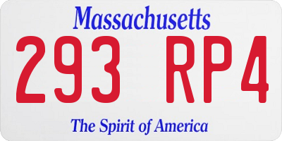MA license plate 293RP4